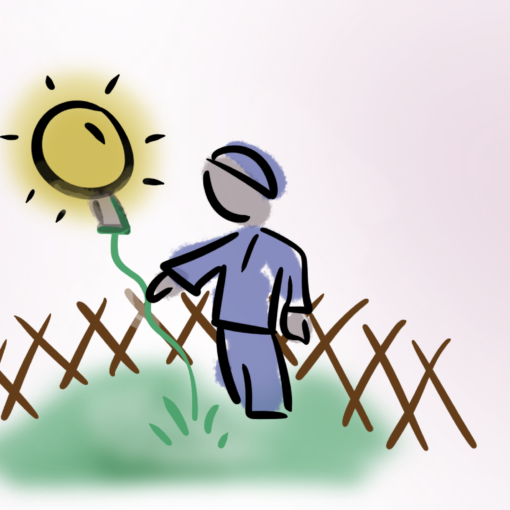 Mensch hat eine Idee die aussieht wie ein Luftballon